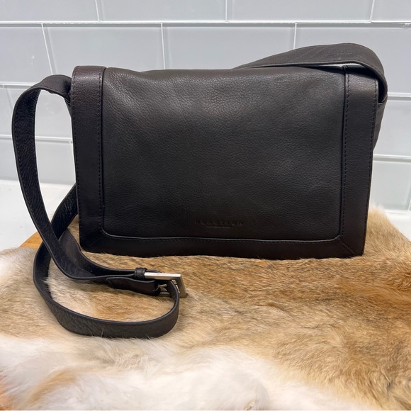 REACTION Kenneth Cole Reaction Brown Soft Leather Messenger Crossbody Bag 11x8” - Picture 3 of 14